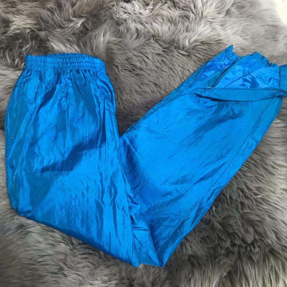 90’s Vintage Iridescent Blue Windsuit Pants, SZ L